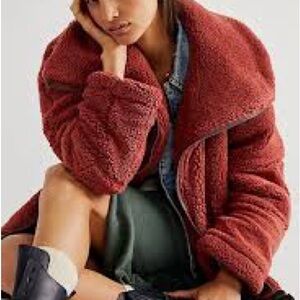 🧡 Free People Raya Cozy Oversize Jacket Coat Extra Small XS Rust Warm Cozy